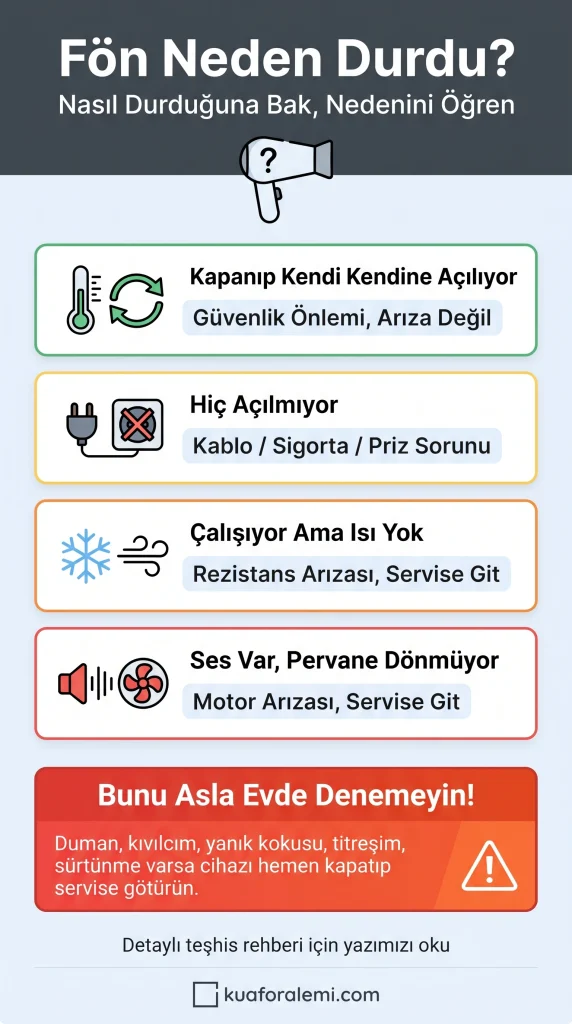 saç kurutma (fön) makinesi neden çalışmaz? infografik