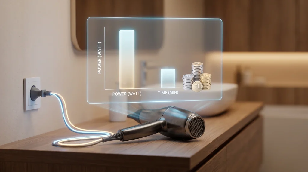 Saç Kurutma (Fön) Makinesi Ne Kadar Elektrik Harcar? Watt, kWh ve Fatura Hesabı